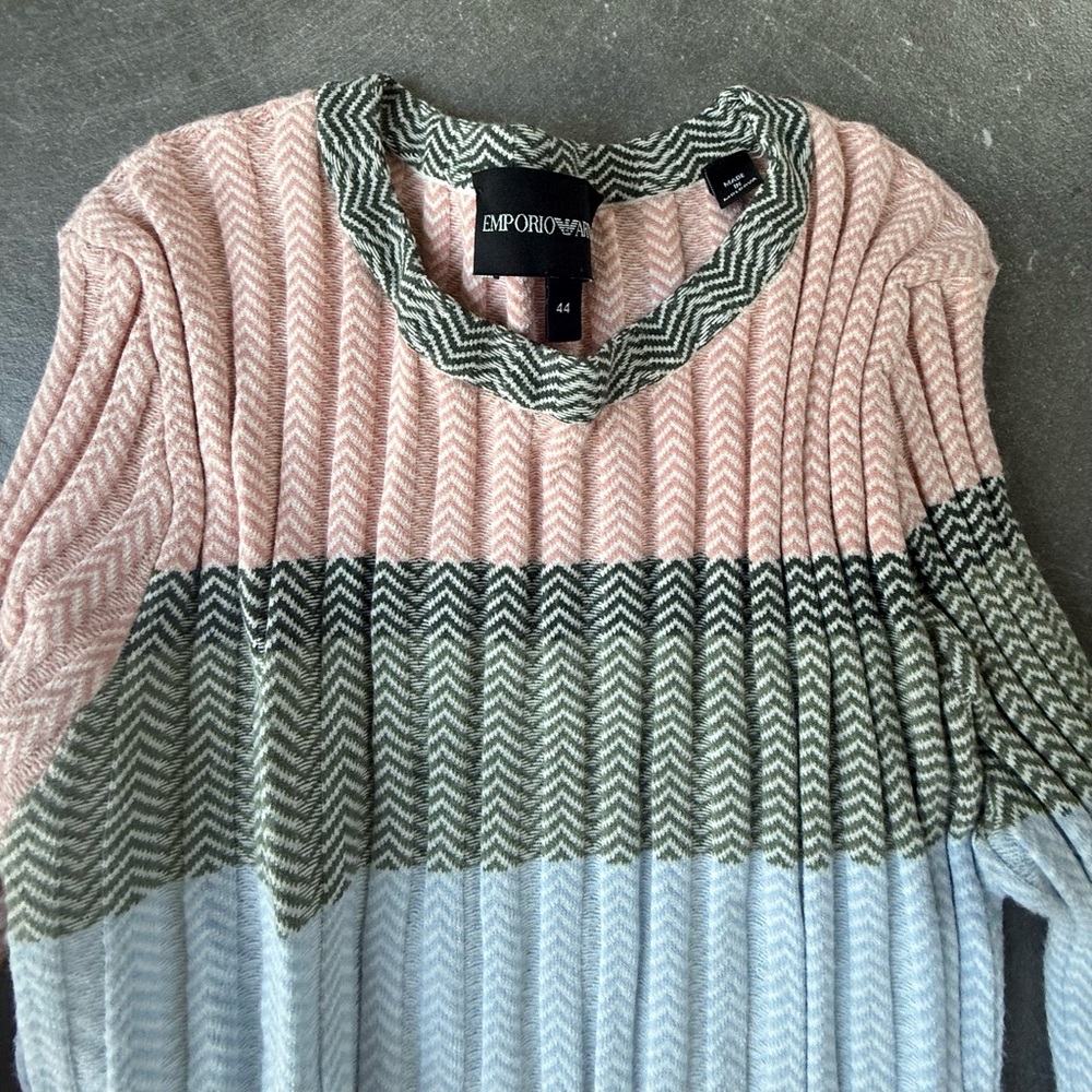 Emporio Armani Pink and Gray Ribbed Blouse
